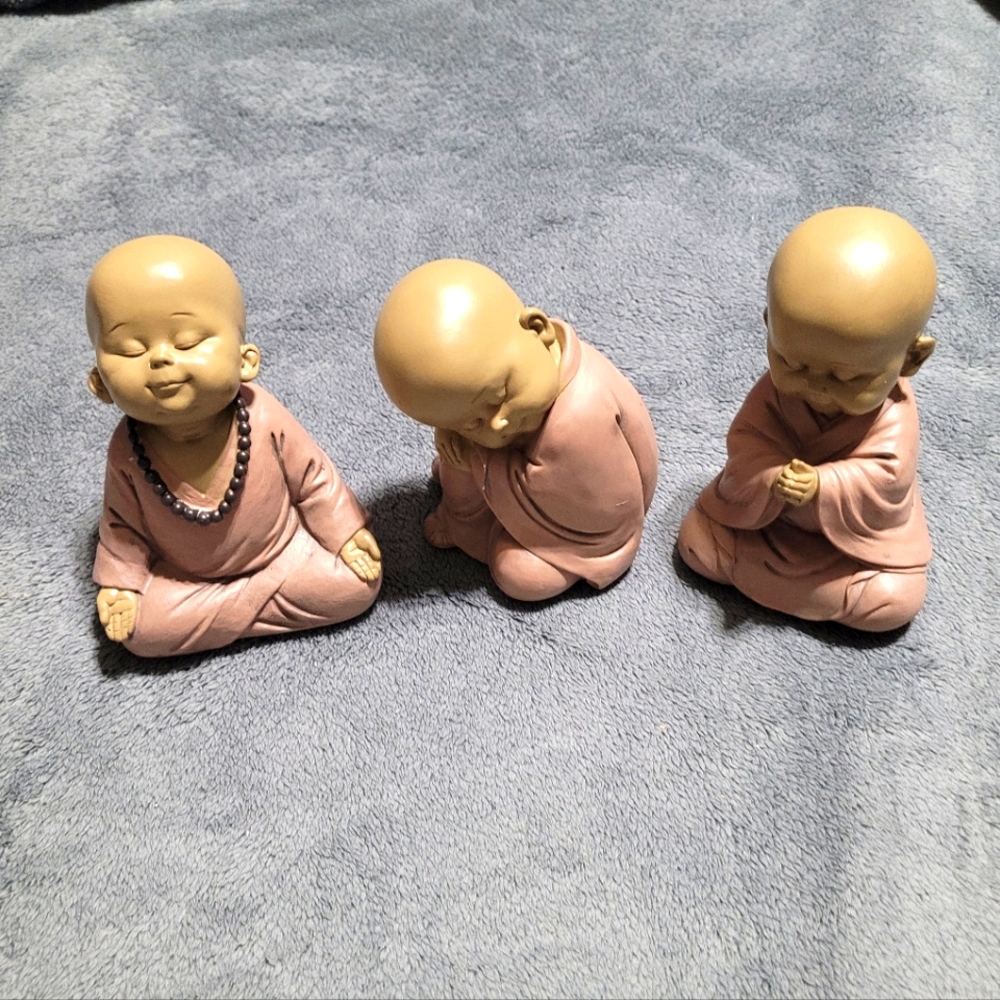 Cute New "Sitting Buddist Monks" Set of 3~SPI Home~Decor
